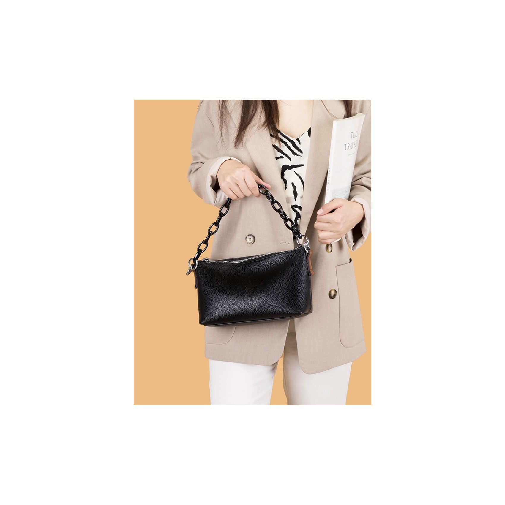 Жіноча шкіряна сумка через плече Molly чорна