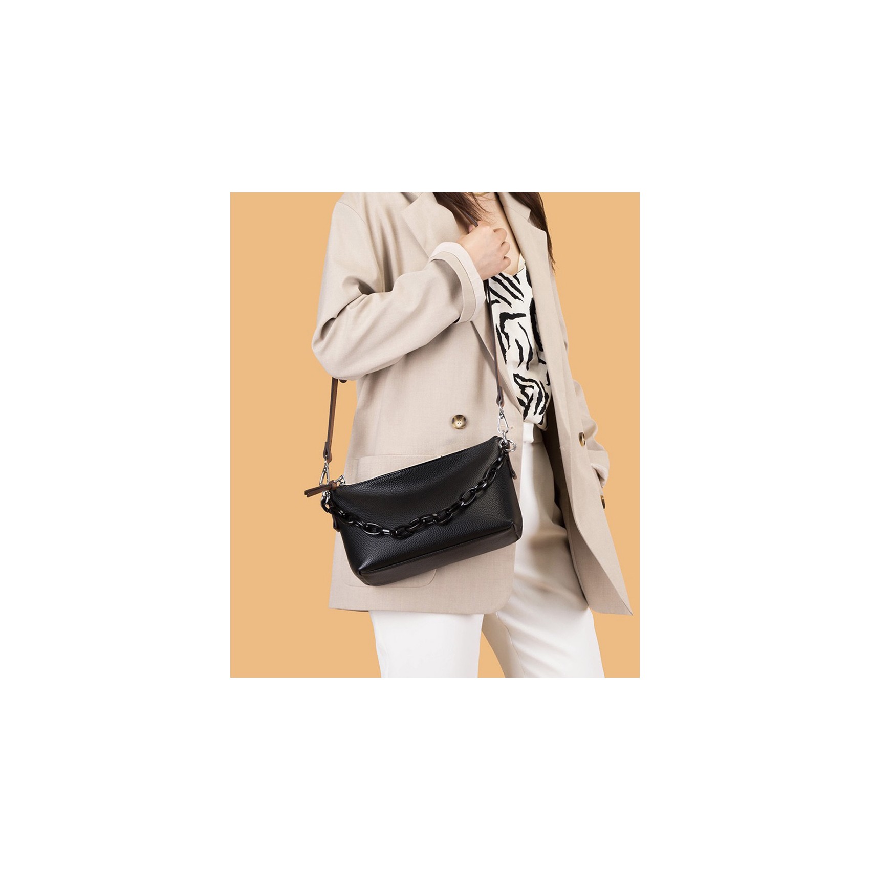 Женская кожаная сумка через плечо Molly черная