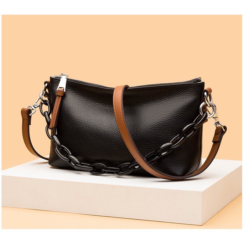 Женская кожаная сумка через плечо Molly черная - 6 фото