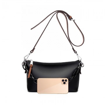 Женская кожаная сумка через плечо Molly черная фото