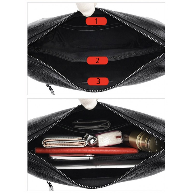 Женская кожаная сумка Caroline черная - 7 фото