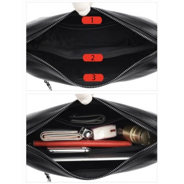 Жіноча шкіряна сумка Caroline чорна фото