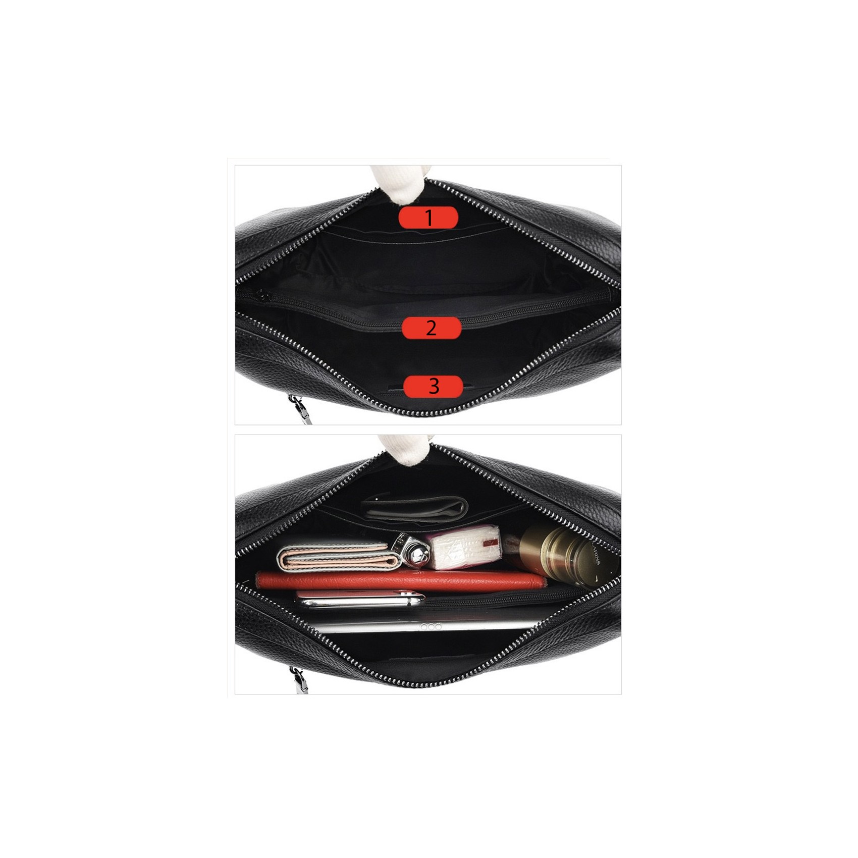 Жіноча шкіряна сумка Caroline чорна