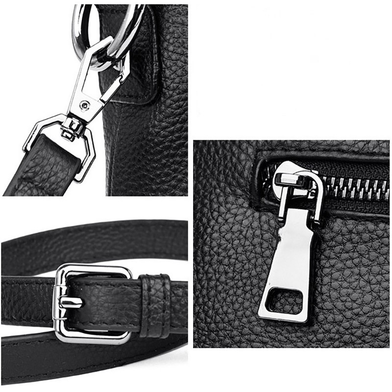 Женская кожаная сумка Caroline черная - 8 фото