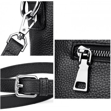 Жіноча шкіряна сумка Caroline чорна фото