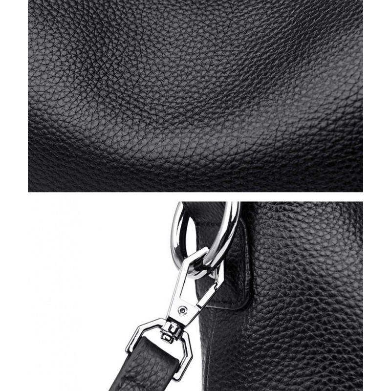 Женская кожаная сумка Caroline черная - 9 фото