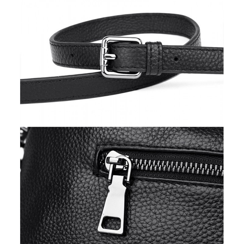 Женская кожаная сумка Caroline черная - 10 фото