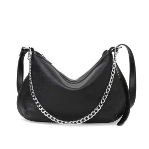 Женская кожаная сумка хобо Donna черная