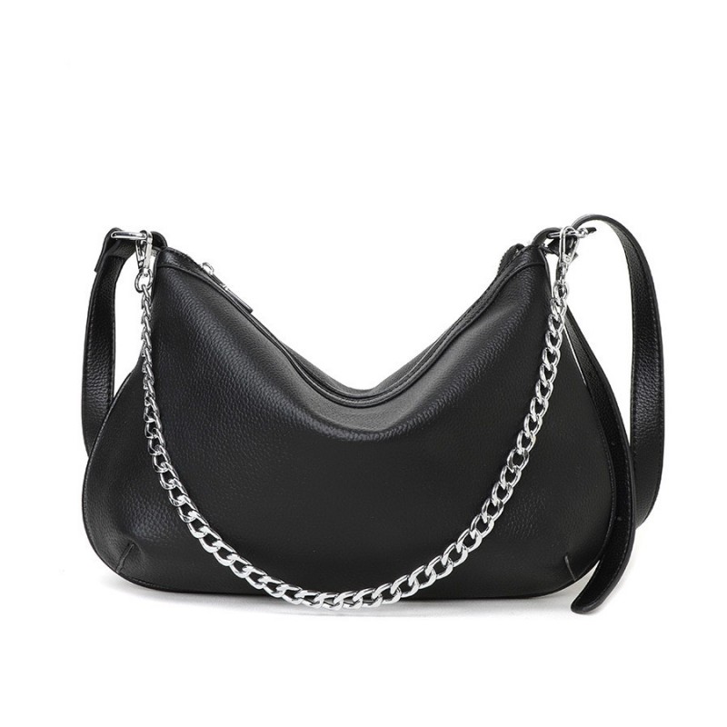 Женская кожаная сумка хобо Donna черная