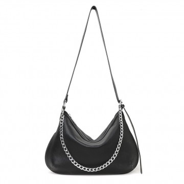 Жіноча шкіряна сумка хобо Donna чорна фото