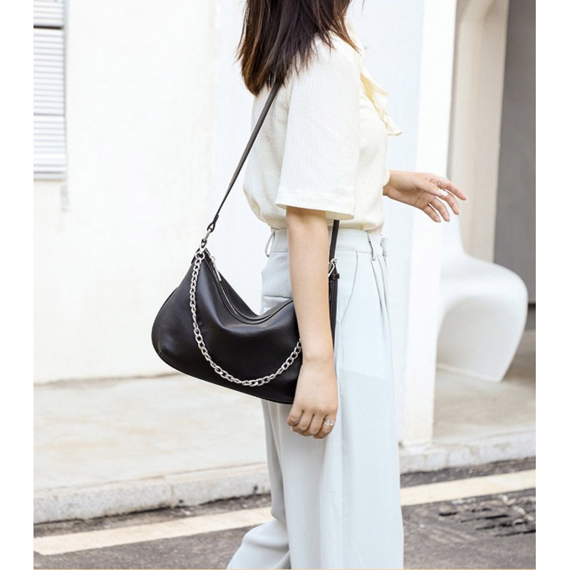 Жіноча шкіряна сумка хобо Donna чорна - 2 фото