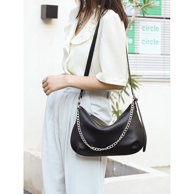 Жіноча шкіряна сумка хобо Donna чорна - 3 фото