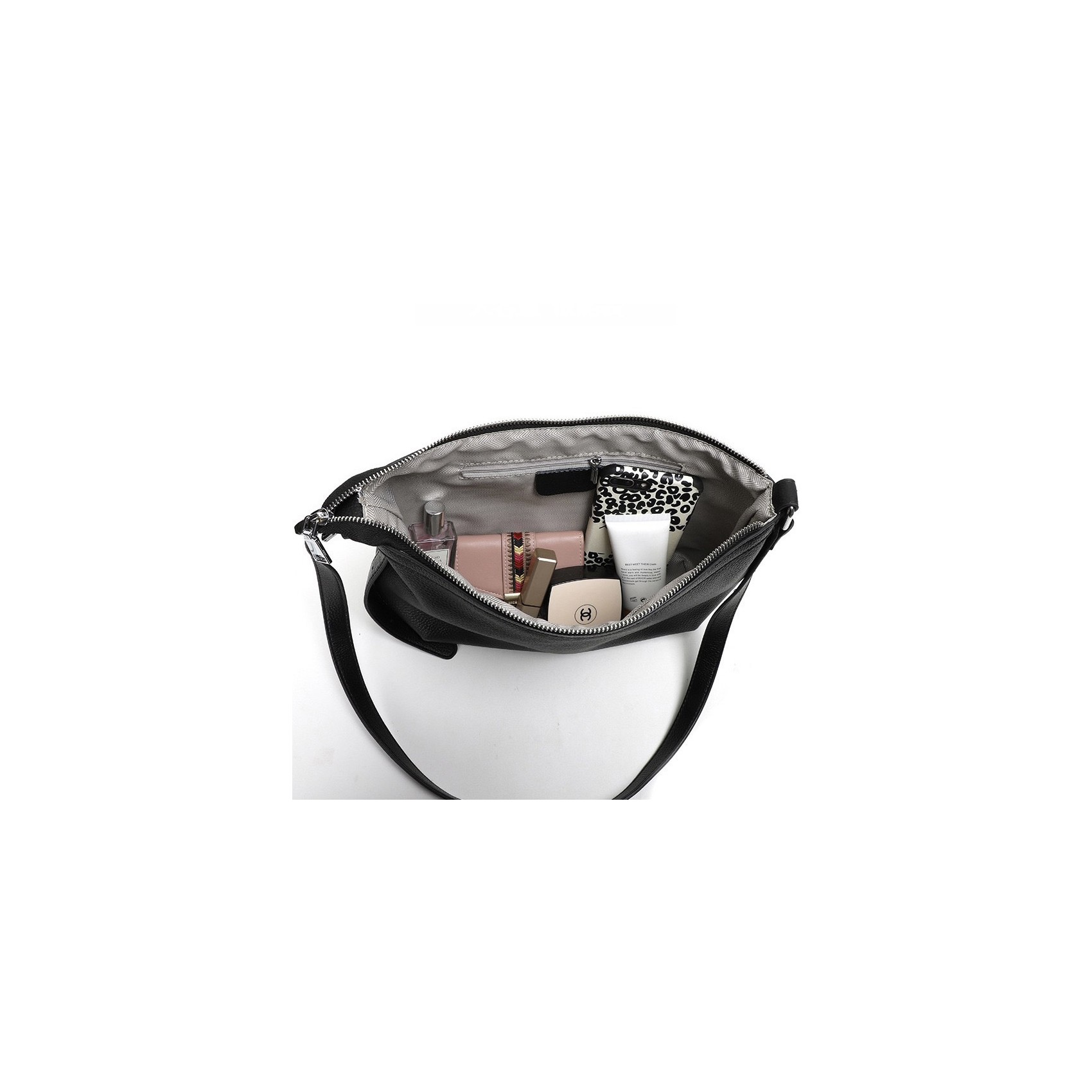 Жіноча шкіряна сумка хобо Donna чорна