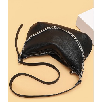 Жіноча шкіряна сумка хобо Donna чорна фото