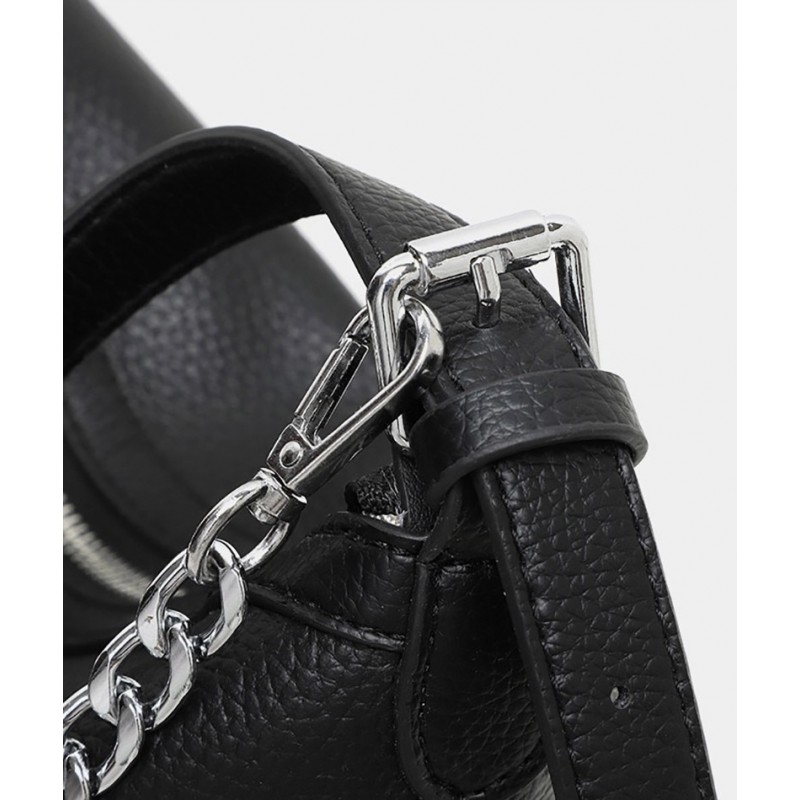 Женская кожаная сумка хобо Donna черная - 11 фото