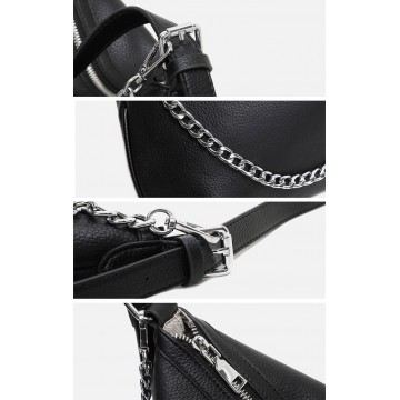 Женская кожаная сумка хобо Donna черная фото