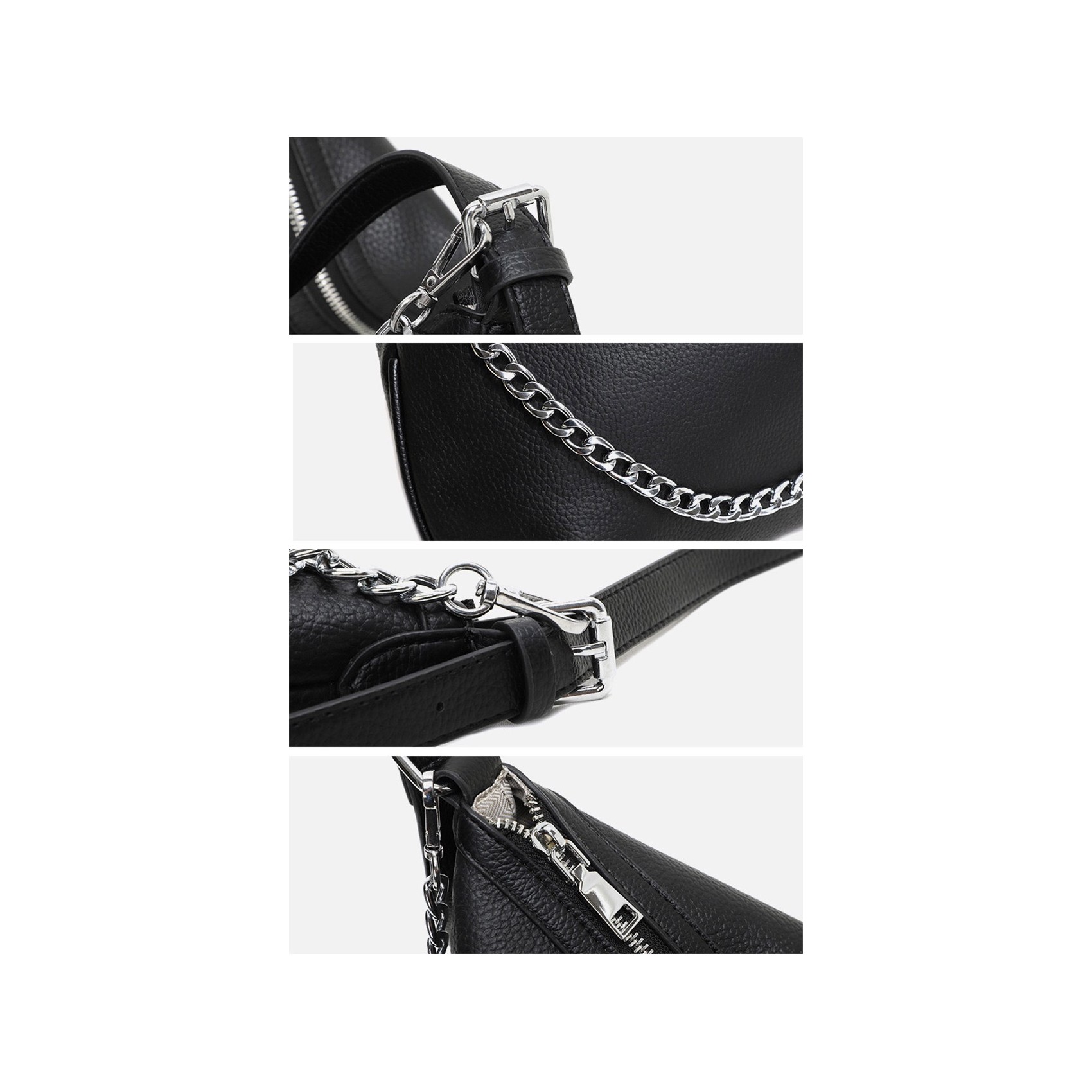 Женская кожаная сумка хобо Donna черная