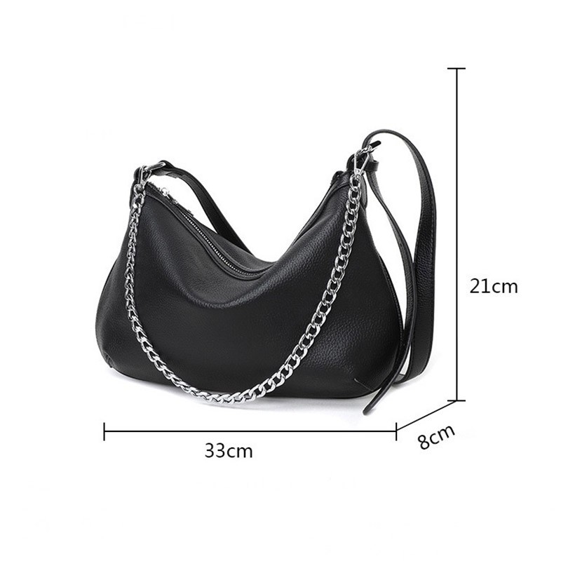 Женская кожаная сумка хобо Donna черная - 13 фото