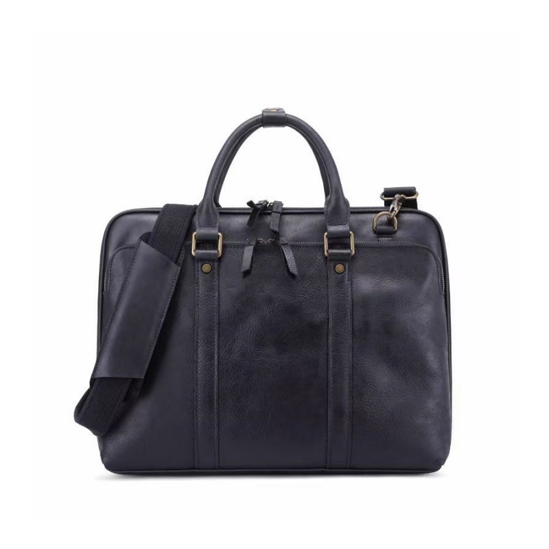 Мужская кожаная сумка для ноутбука Arthur черная