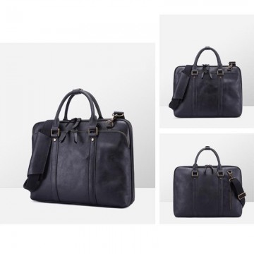 Мужская кожаная сумка для ноутбука Arthur черная фото