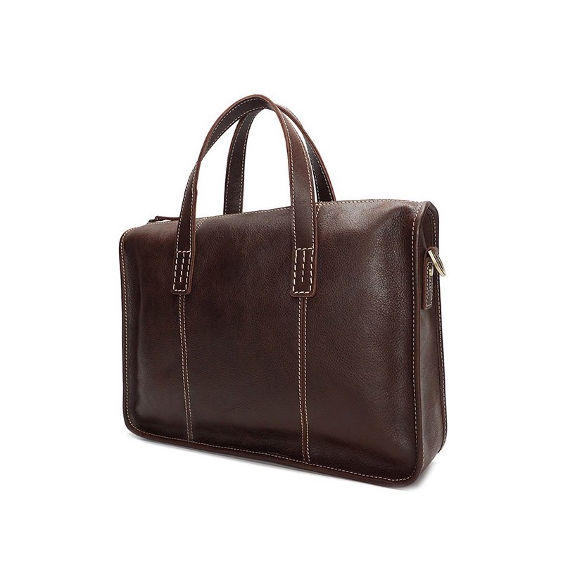 Мужская кожаная деловая сумка Chad темно-коричневая - 2 фото