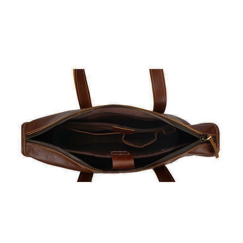 Чоловіча шкіряна ділова сумка Chad темно-коричнева - 3 фото