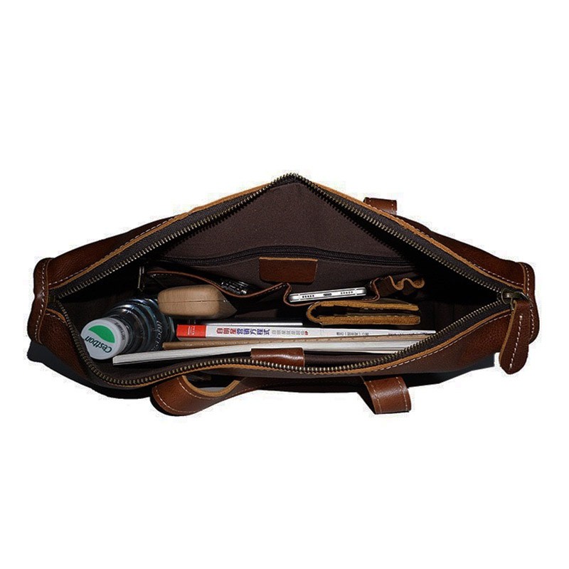 Мужская кожаная деловая сумка Chad темно-коричневая - 4 фото