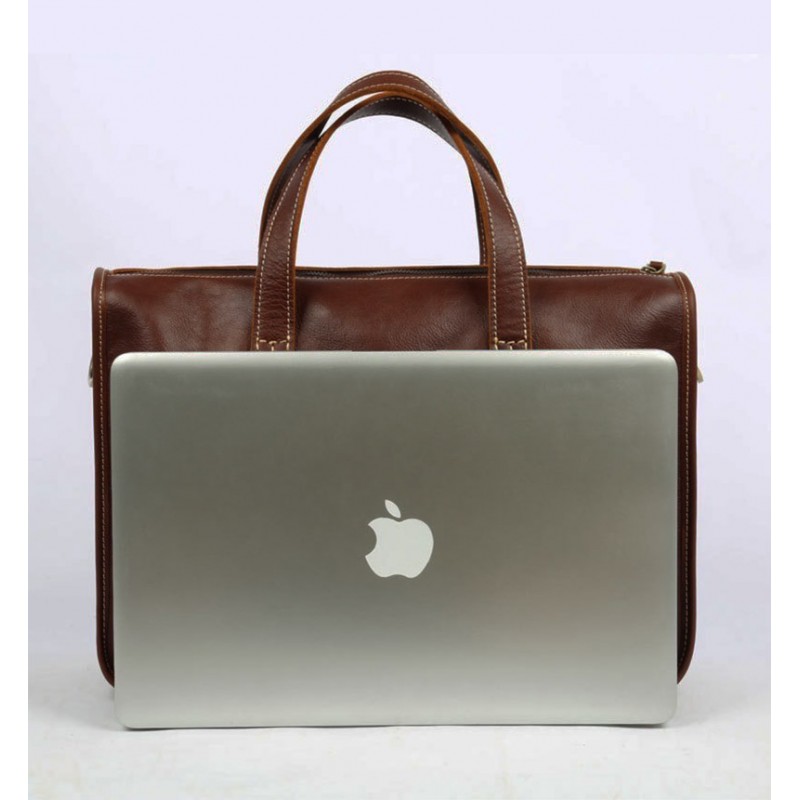 Чоловіча шкіряна ділова сумка Chad темно-коричнева - 6 фото