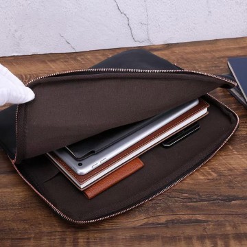 Кожаный чехол сумка для ноутбука и планшета Felix черный фото