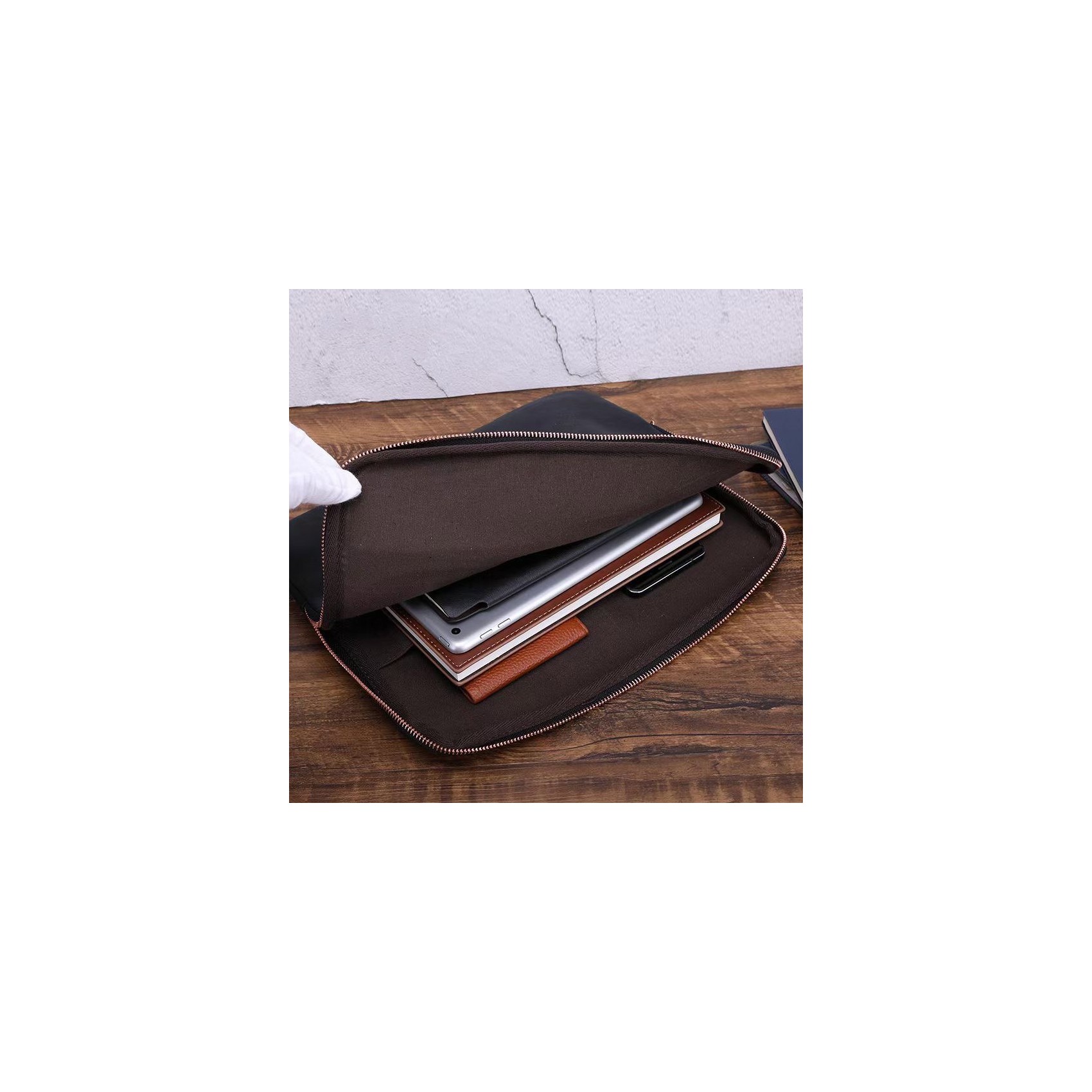 Шкіряний чохол сумка для ноутбука та планшета Felix чорний