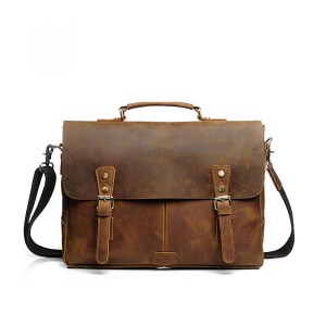 Мужской кожаный портфель Bernard коричневый