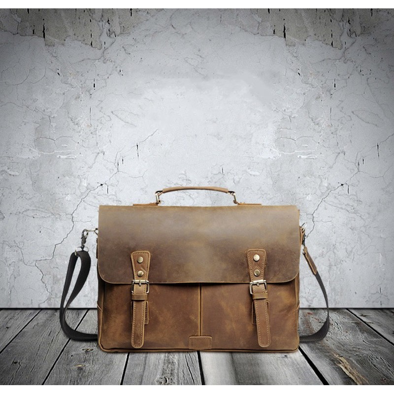 Чоловічий шкіряний портфель Bernard коричневий - 5 фото