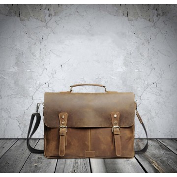 Мужской кожаный портфель Bernard коричневый фото