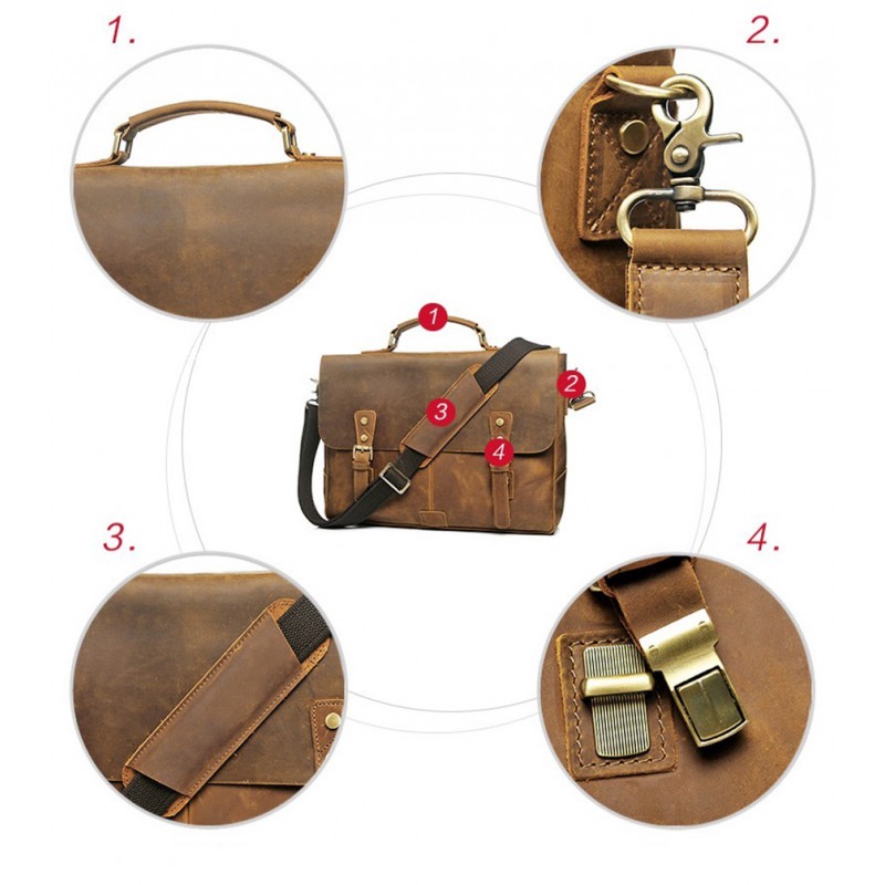 Чоловічий шкіряний портфель Bernard коричневий - 6 фото