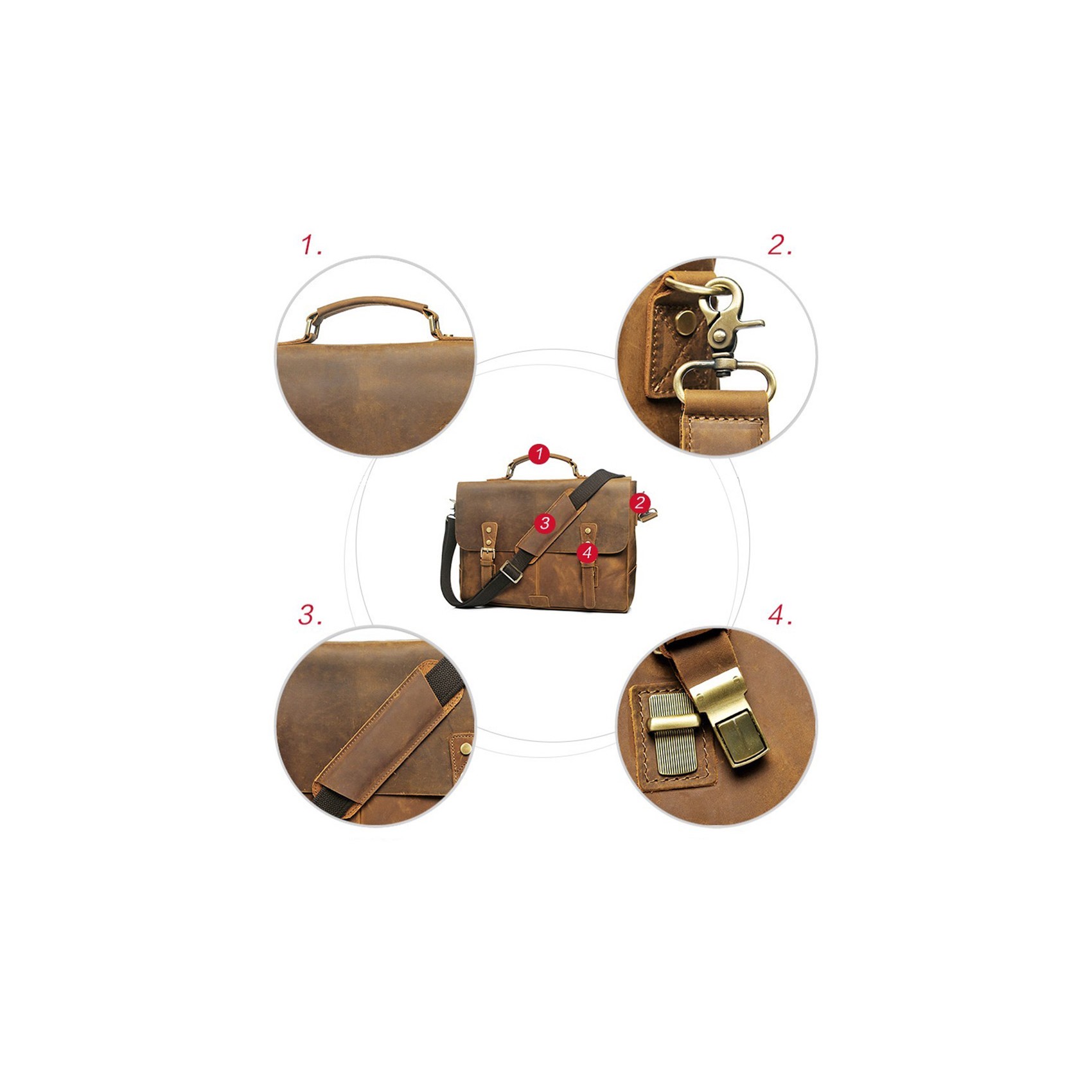 Мужской кожаный портфель Bernard коричневый