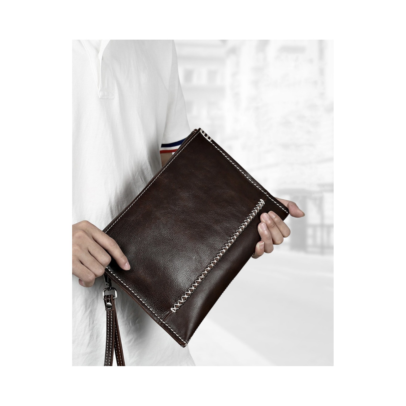 Кожаный чехол сумка для планшета Daniel темно-коричневый