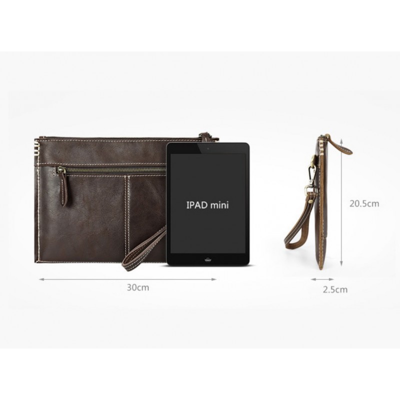 Кожаный чехол сумка для планшета Daniel темно-коричневый - 8 фото