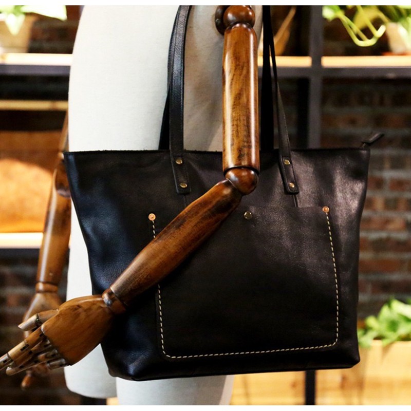 Жіноча шкіряна сумка Carrie чорна - 4 фото