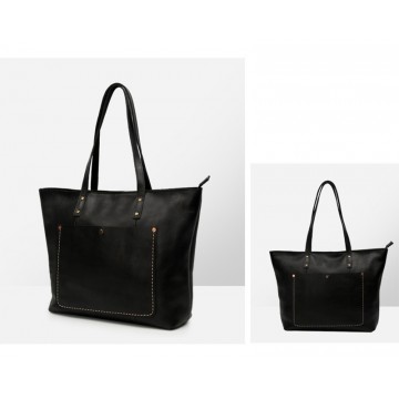 Женская кожаная сумка Carrie черная фото