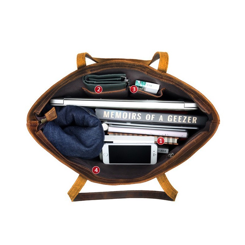 Женская кожаная сумка Carrie коричневая - 4 фото