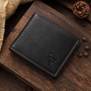 Мужской кожаный кошелек Clan черный фото