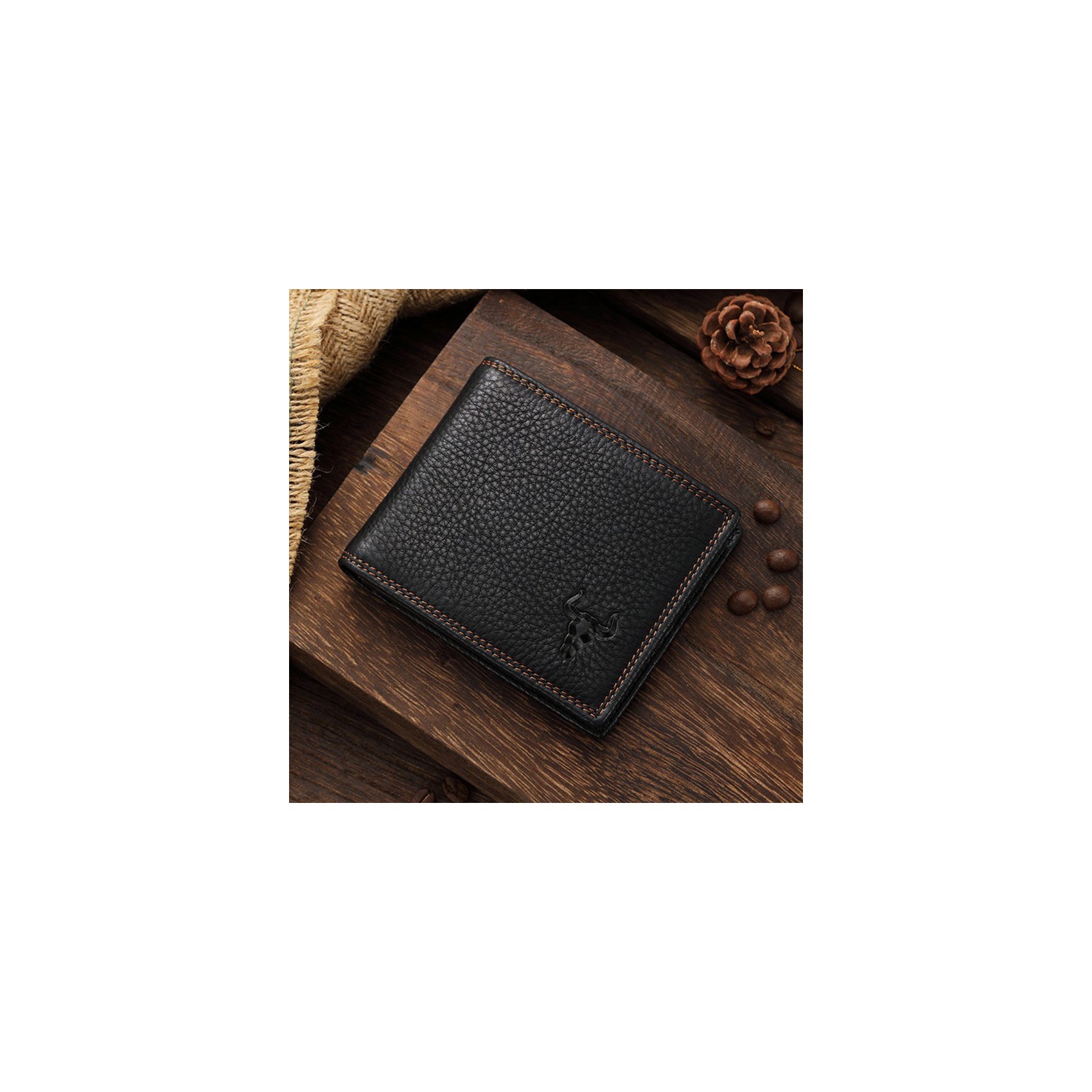 Мужской кожаный кошелек Clan черный