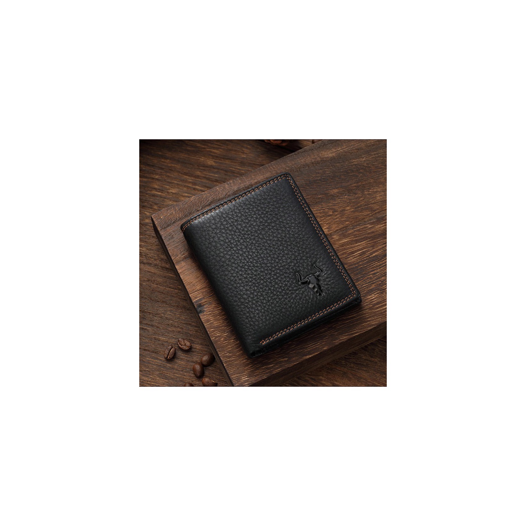 Мужской кожаный кошелек Bull черный