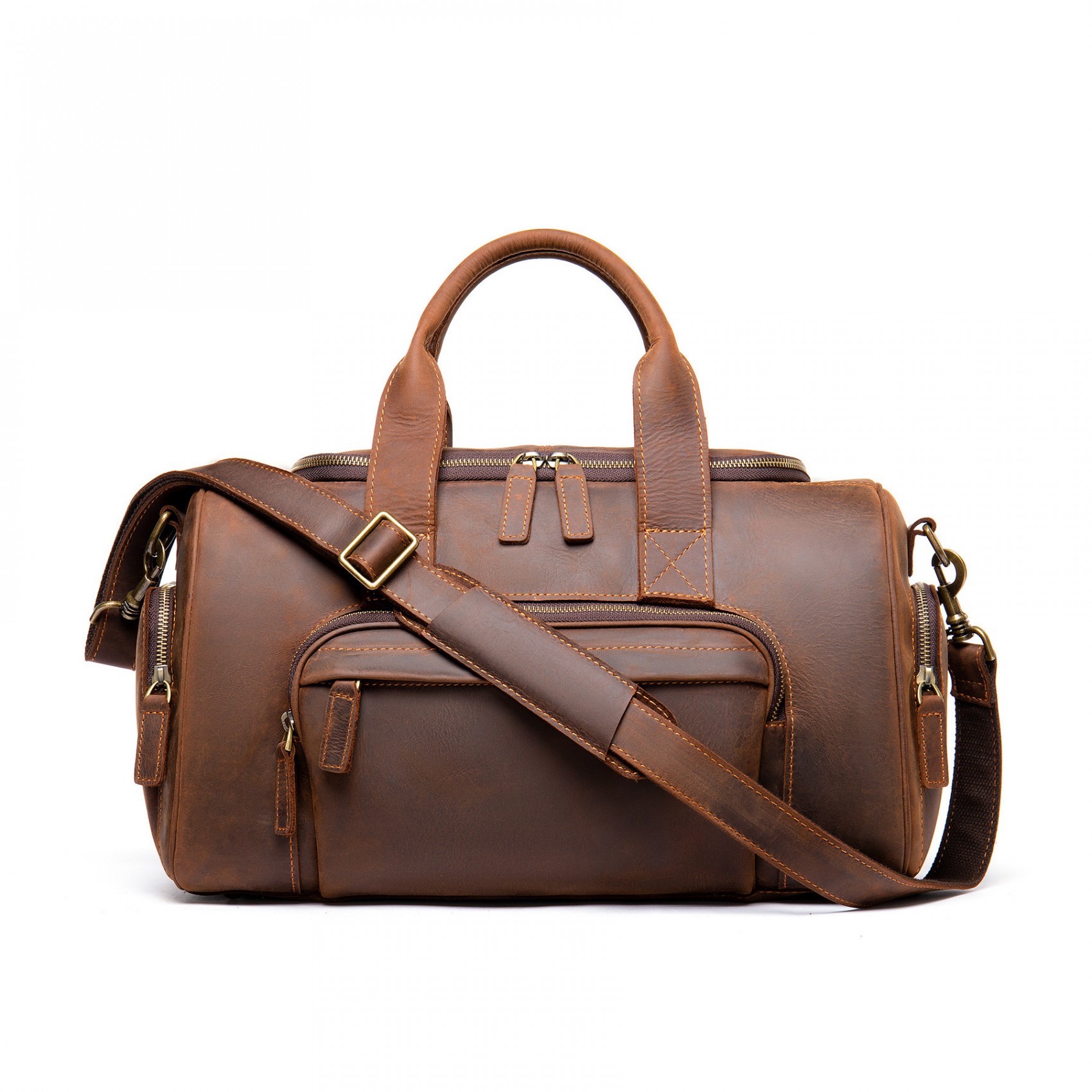 Мужская кожаная дорожная сумка Clifford коричневая