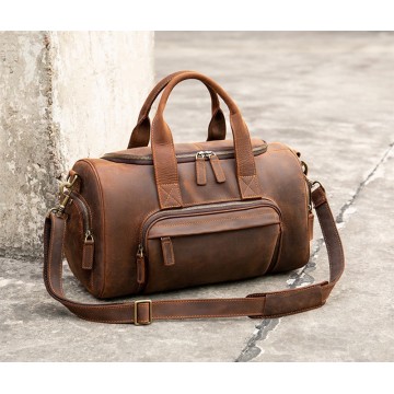 Мужская кожаная дорожная сумка Clifford коричневая фото