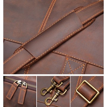 Чоловіча шкіряна дорожня сумка Clifford коричнева фото