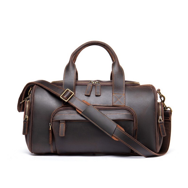 Мужская кожаная дорожная сумка Clifford темно-коричневая - 1 фото
