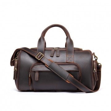 Мужская кожаная дорожная сумка Clifford темно-коричневая фото
