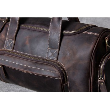 Мужская кожаная дорожная сумка Clifford темно-коричневая фото