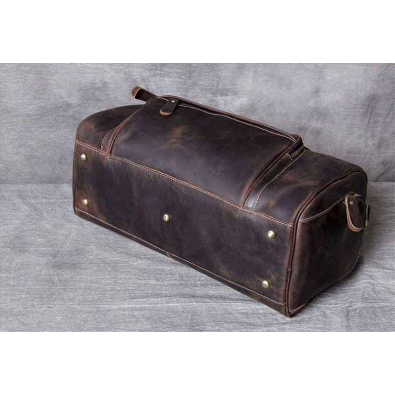 Чоловіча шкіряна дорожня сумка Clifford темно-коричнева - 9 фото